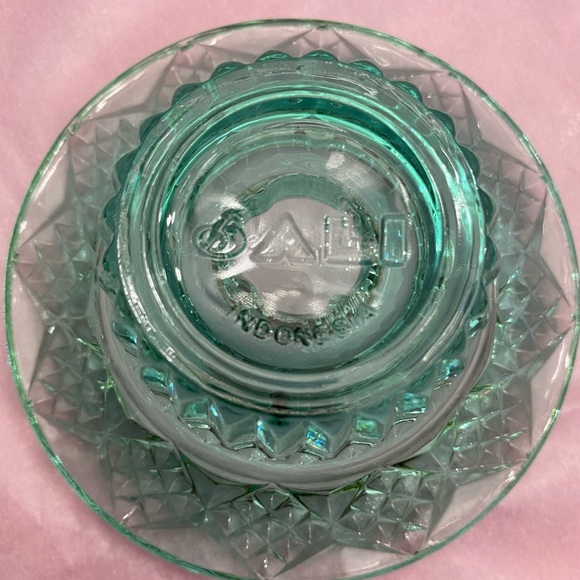 VINTAGE TURQUOISE CANDLE HOLDERS BY BALI GLASS INDONESIA - Picture 4 of 7